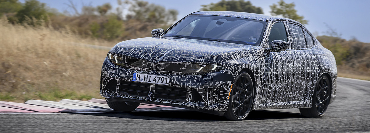 Prototype camouflé de la nouvelle BMW Série 3 en test sur circuit