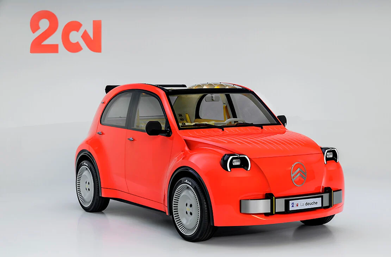 Citroen 2CV concept exposée sur fond blanc