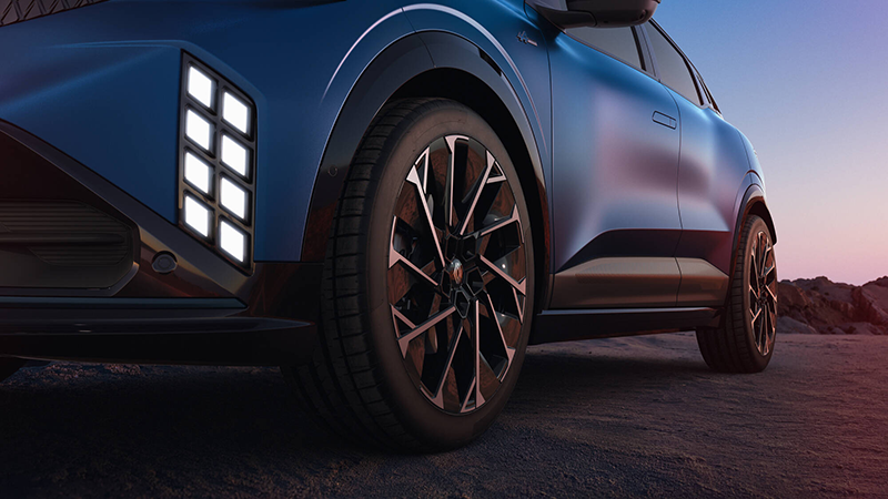 Nouvelle Renault Megane E Tech electric la version Alpine est équipée de jantes 19 pouces